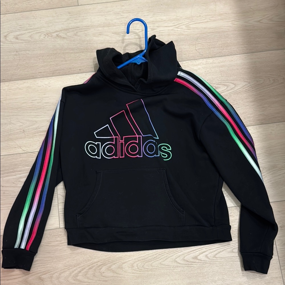 Adidas Black and Red Sporty Sweatshirt with Iconic Branding